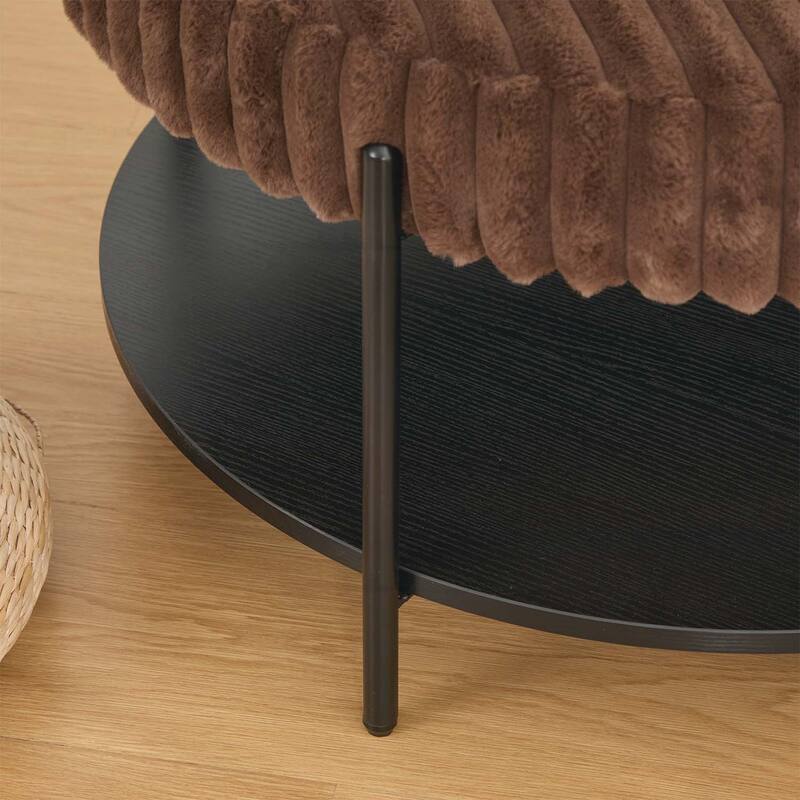 Round Coffee Table with Wooden Open Storage Shelf