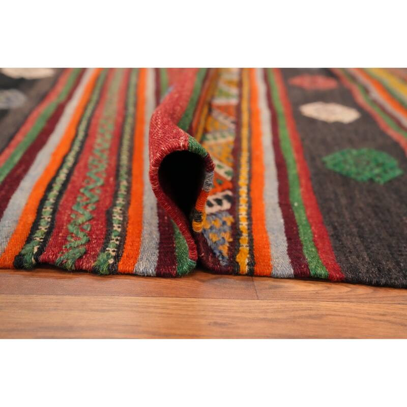 Hand Woven Oriental 100% Wool Carpet Southwestern Tribal Multi-Colored Kilim Area Rug - 10' 0'' X 5' 10''