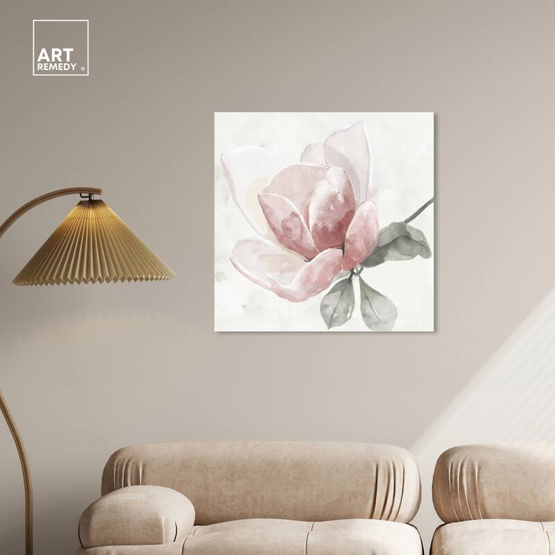 Art Remedy Faded Blush Rose Gallery Wrapped Floral Fine 1 Piece Canvas Wall Art