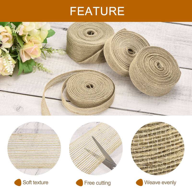 Burlap Fabric Ribbon, Natural Fabric Burlap Jute Ribbon - Jute Color