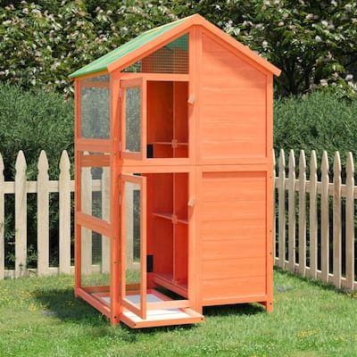 vidaXL Bird House Brown 38.2"x31.9"x59.8" Solid Wood Pine - 38.2" x 31.9" x 59.8" (L x W x H)