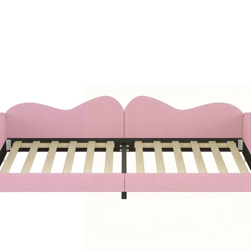 Upholstered Daybed, Sherpa Fabric Sofabed with Cloud-Shaped Backrest