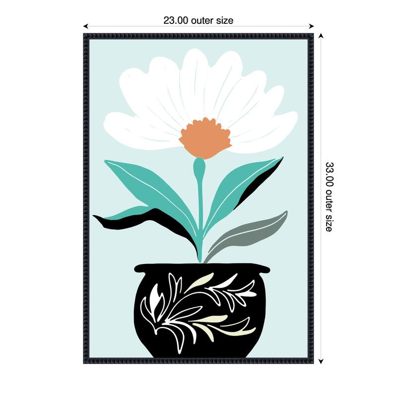 A Big Flower in a Black Vase by Casa Cartissi Framed Canvas Wall Art Print - 23 x 33 in