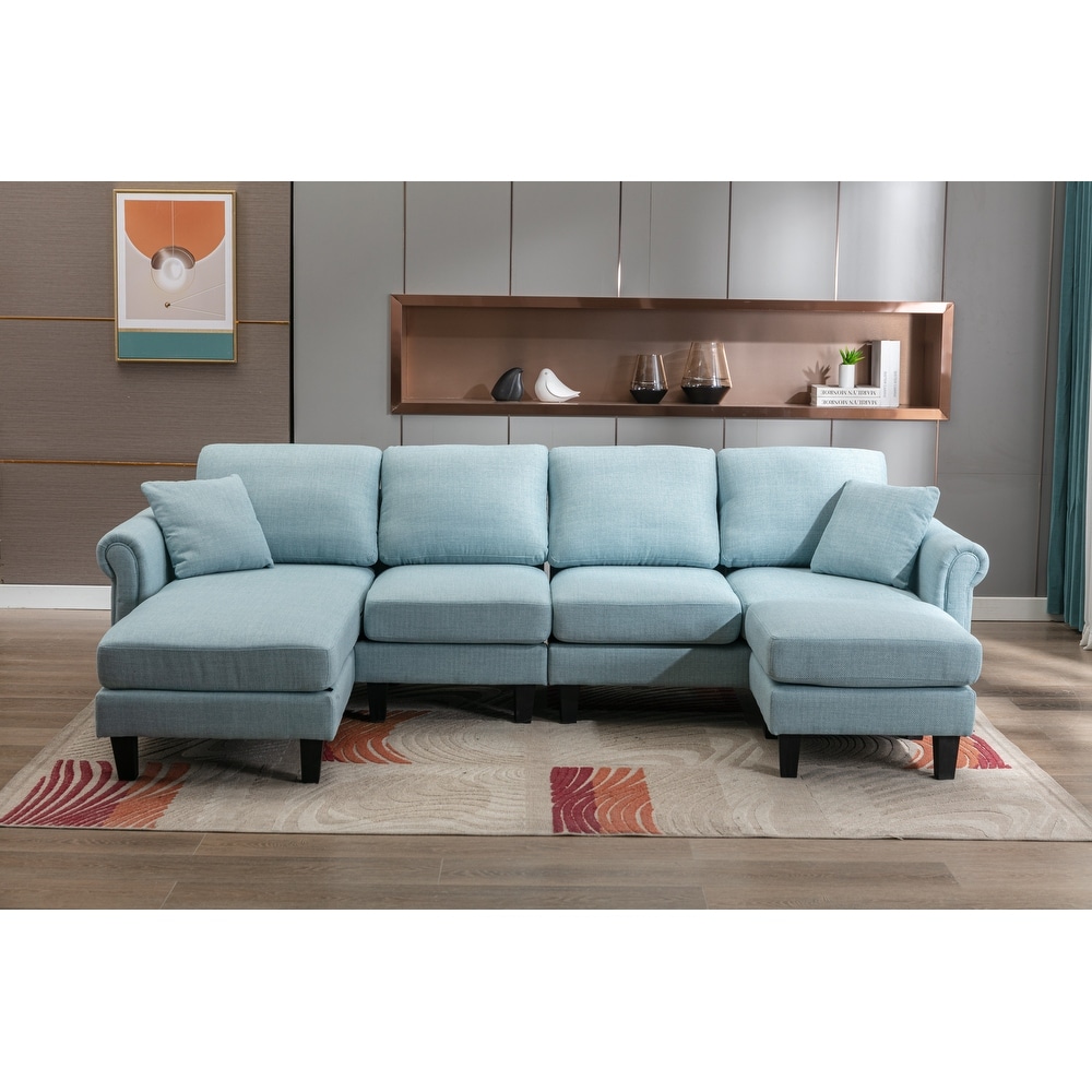 Baxton studio noa fabric left facing outlet storage sectional sleeper sofa with ottoman