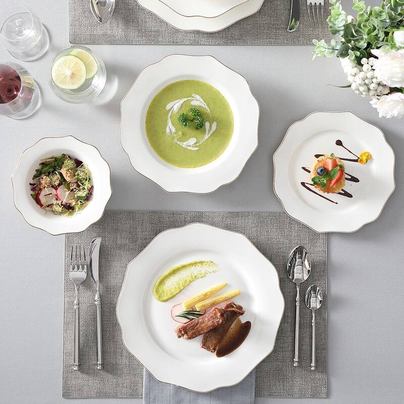 MALACASA 16-Piece New Bone China Dinnerware Set, Service for 4