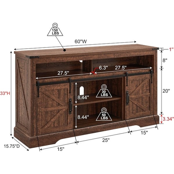dimension image slide 0 of 5, Farmhouse Wood TV Stand, Highboy Entertainment Center, Media Console