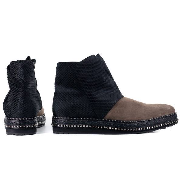 Shop Roberto Cavalli Mens Suede Pony Hair Black Brown Ankle Boots