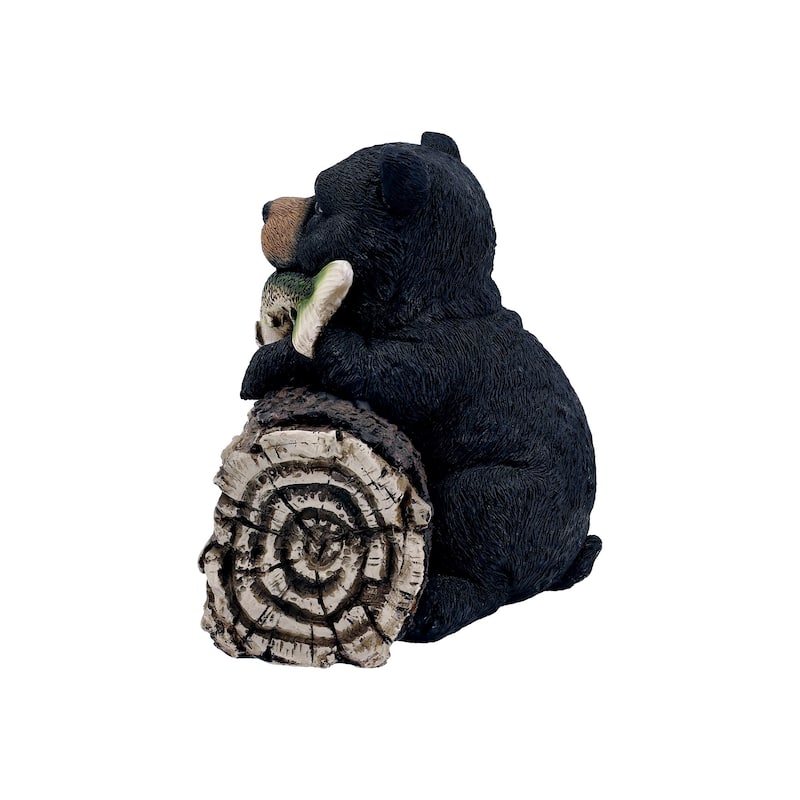Bear with Gone Fishing Sign Outdoor Garden Statue - 12.25"