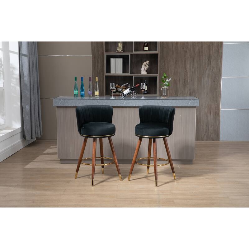 Counter Height Bar Stools Set of 2 for Kitchen Counter Solid Wood Legs