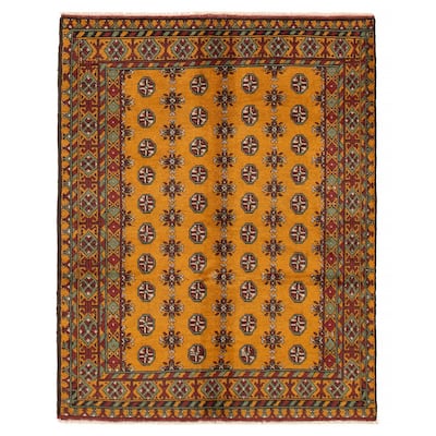 ECARPETGALLERY Hand-knotted Uzbek Kargahi Gold Wool Rug - 5'0 x 6'3