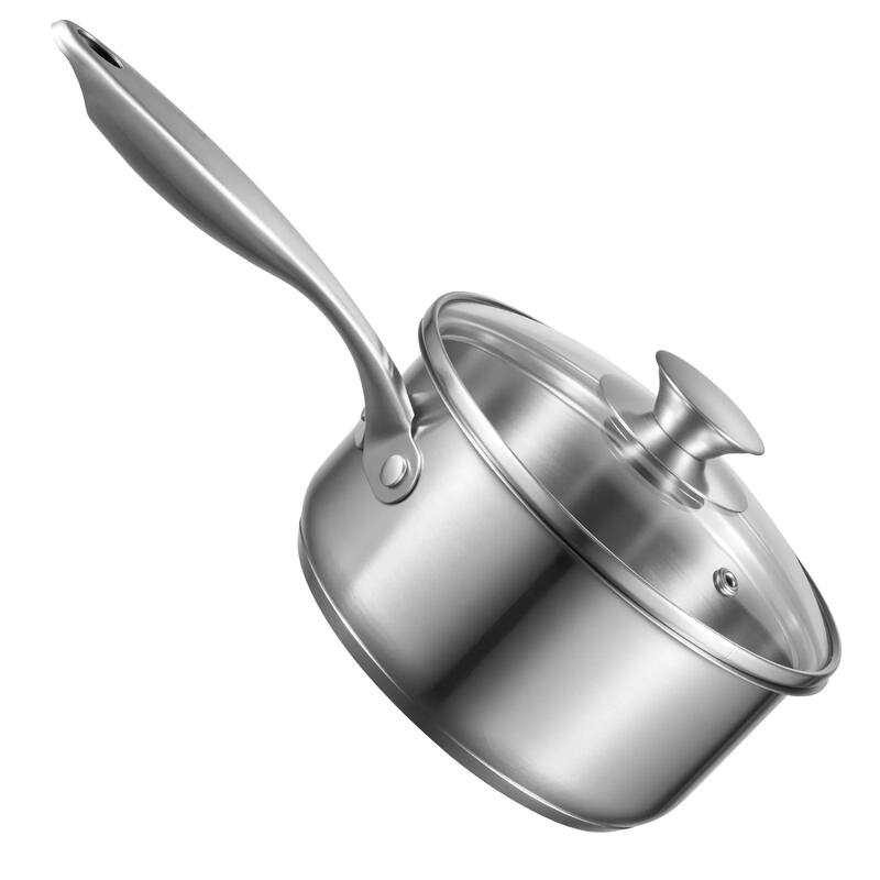 Silver 2-in-1 Aluminum Saucepan with Steamer Insert Oven Safe for Daily Use