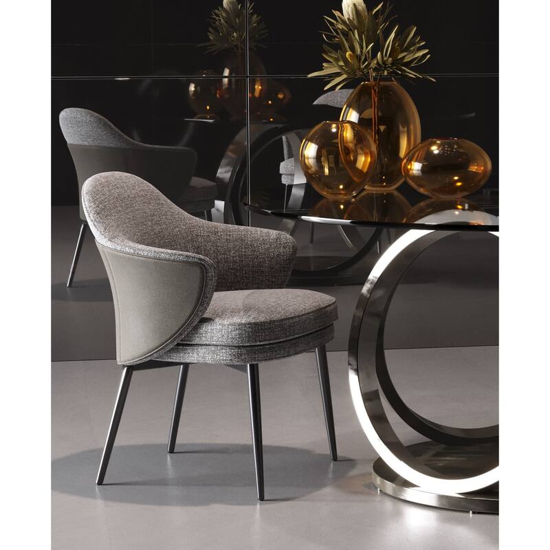 Modrest Cora Modern Grey Fabric & Leatherette Dining Chair