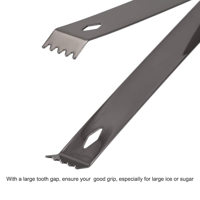 Stainless Steel Ice Bucket Tongs Serving Bar Tongs for Ice Cube Sugar, Black - 6.3" x 0.8”