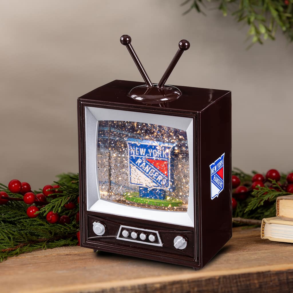 New York Rangers 8 in. Vintage TV Light Up Water Lantern Snow Globe with Mascot