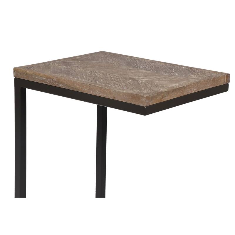 Silverton Industrial Accent C Table with Mango Wood Parquet Top