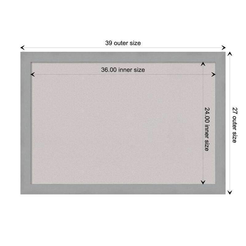 Brushed Framed Grey Corkboard Bulletin Board - Brushed Nickel - Board Size 36x24