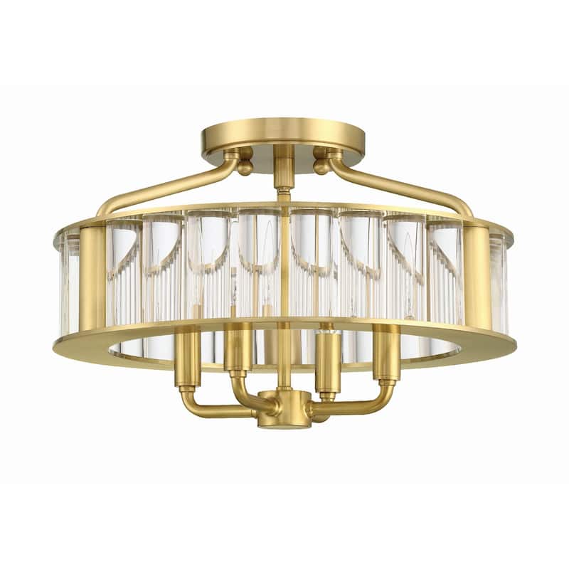 Libby Langdon for Crystorama Farris 4 Light Aged Brass Ceiling Mount - 16.5"W x 10.5"H x 16.5"D