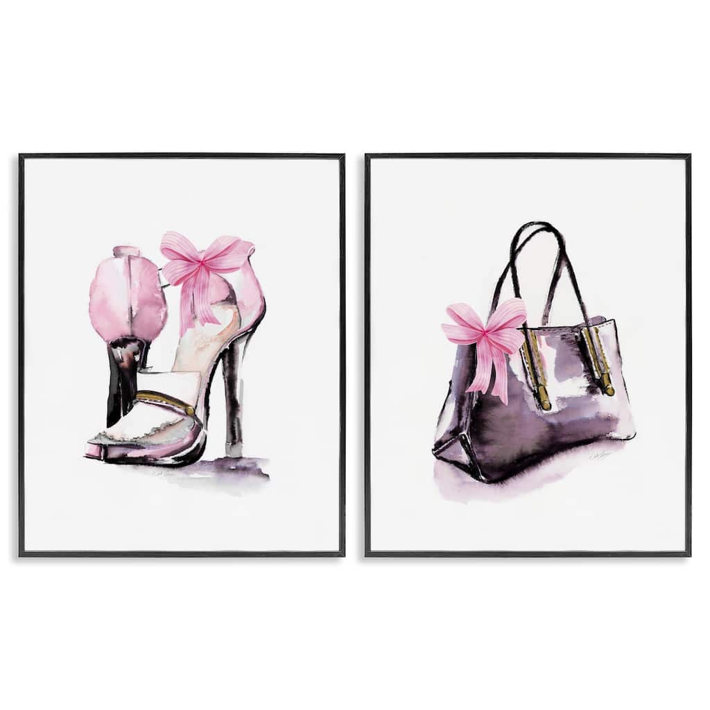 Stupell Luxury Shoes & Handbag Framed Giclee Art Design By Stella Chang (Set of 2)