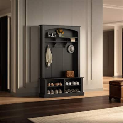Multi-functional Storage Bench with 3 Hanging Hooks & Open Storage Space