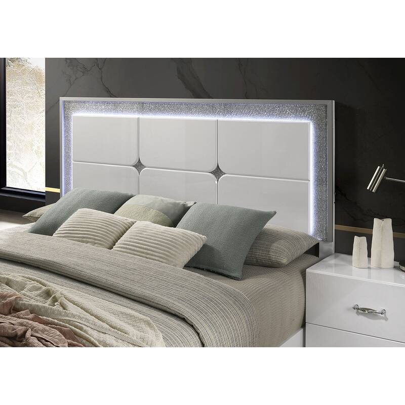 Contemporary White Finish 1PC LED Bed