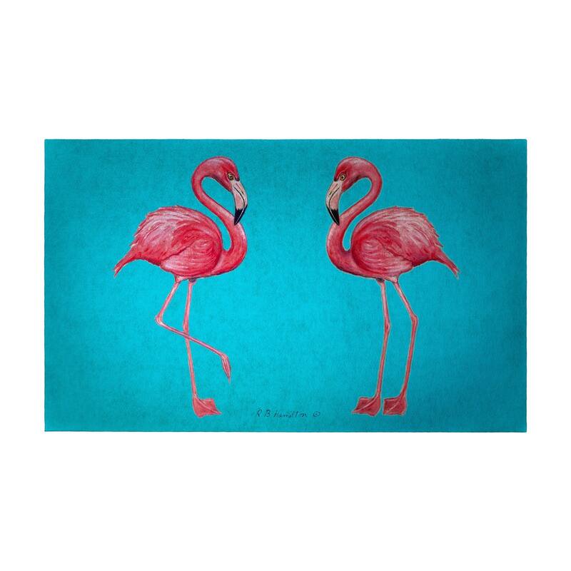 Betsy Drake Coastal Flamingo Door Mat - 30x50