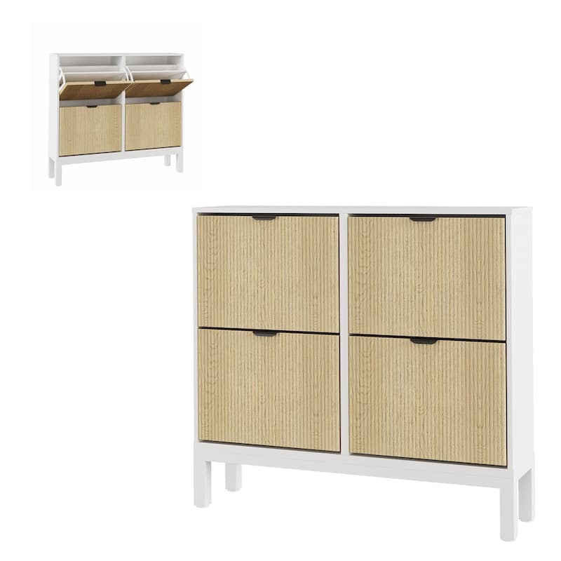 4-Door Farmhouse Shoe Storage Cabinet with Adjustable Shelves