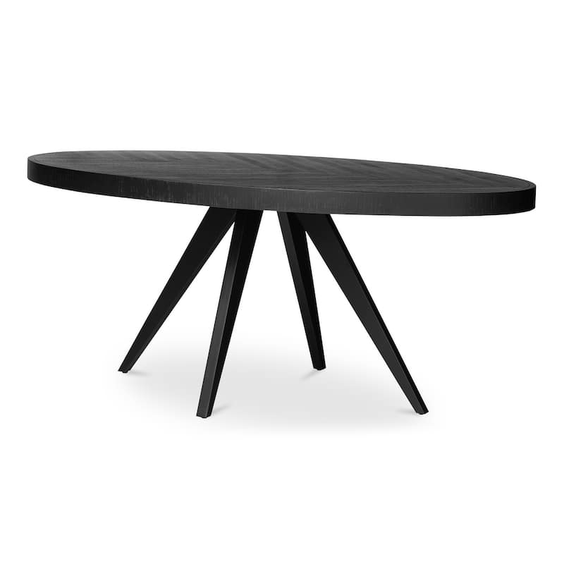 Aurelle Home Panko Rustic Farmhouse Acacia Wood Oval Dining Table - Black