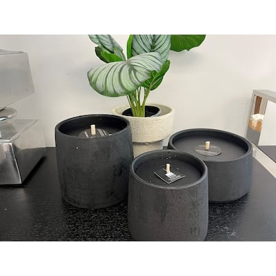 Flowerpot Black Candle H 5.5" & Dia 6" - BLACK