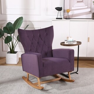 Versatile Kids Rocking Chair Purple Velvet Padded Armchair Modern High ...