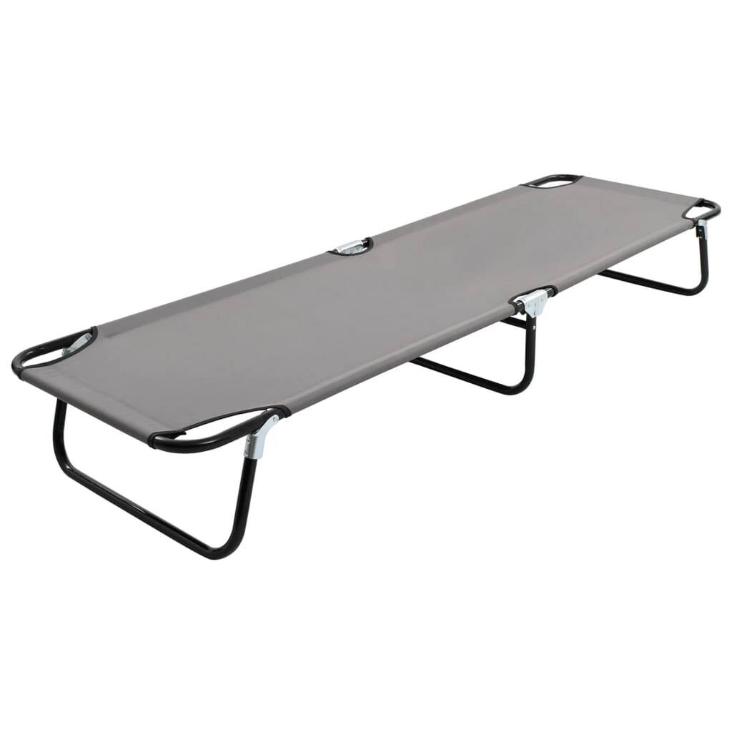 Zena Outdoor Lounger Sunbed, Gray Fabric, 75 Inch Foldable Steel Frame