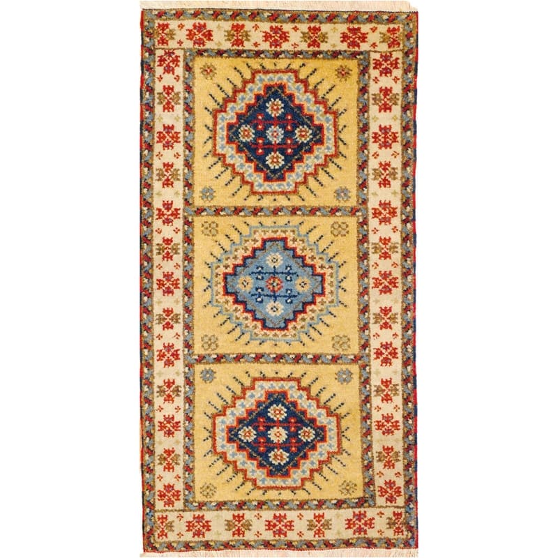 Handmade Kazak Wool Rug (India) - 2' x 4' - 2' x 4'