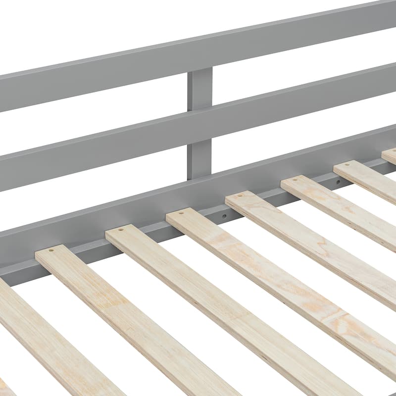 Wooden Bedframe Full Size Loft Bed with Built-in Desk, Storage Open Shelves, Drawer and Reversible Ladder for Kids, Teens