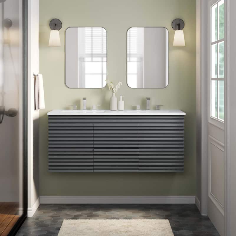 Render 48" Wall-Mount Bathroom Vanity - Gray White