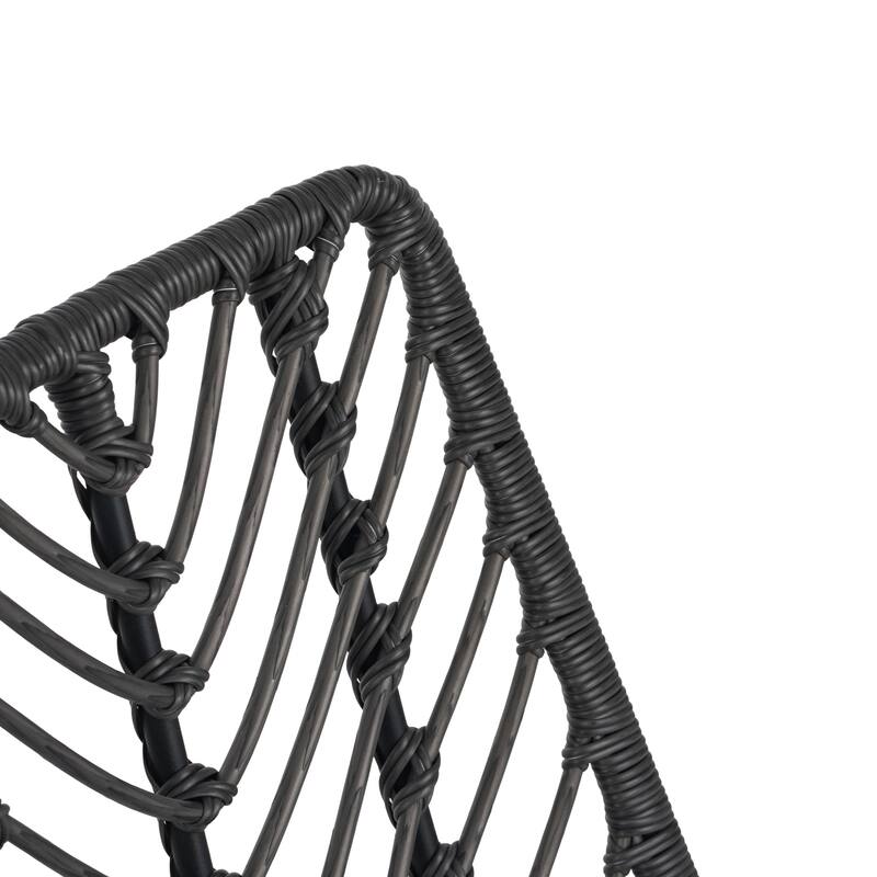Gray Wicker-Wrapped Dining Chairs with Water-Resistant Cushions