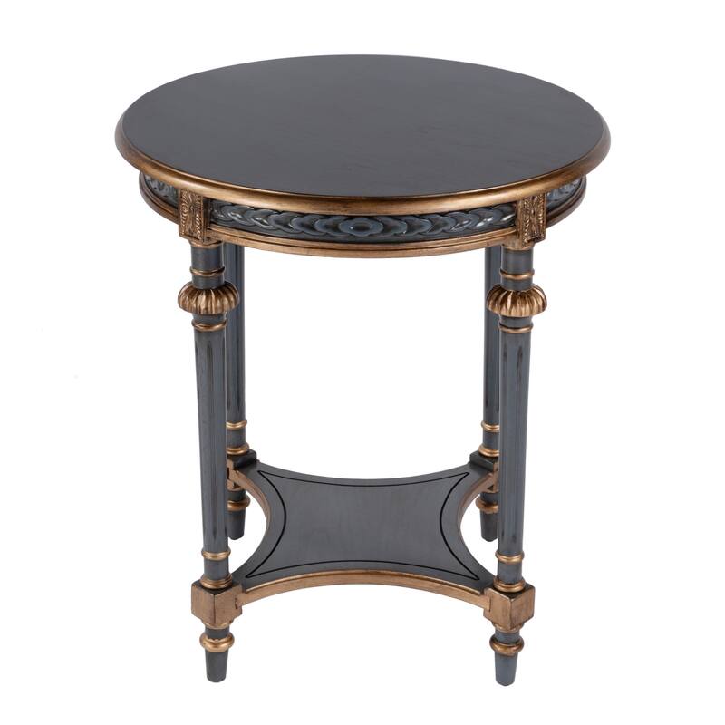 Hellinger 24 in. W Round Wood Tall End Table with Open Shelf
