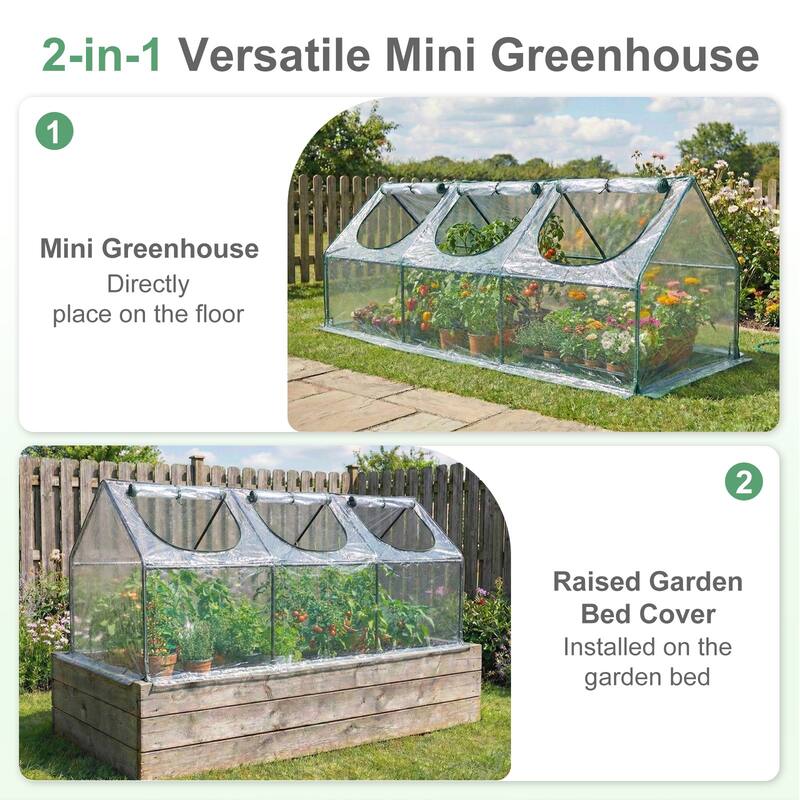 Aoodor Mini Greenhouse with 2 Zipper Doors,
