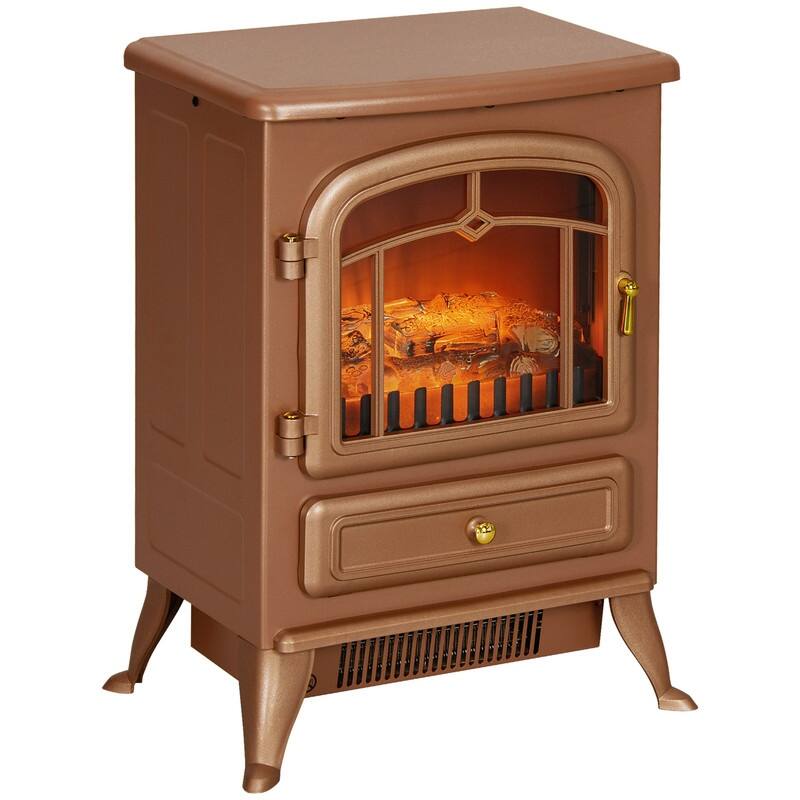 18"/22" Electric Fireplace Heater, Freestanding Stove with LED Flames, Overheating Protection, 750W/1500W, White/Red/Gray/Brown