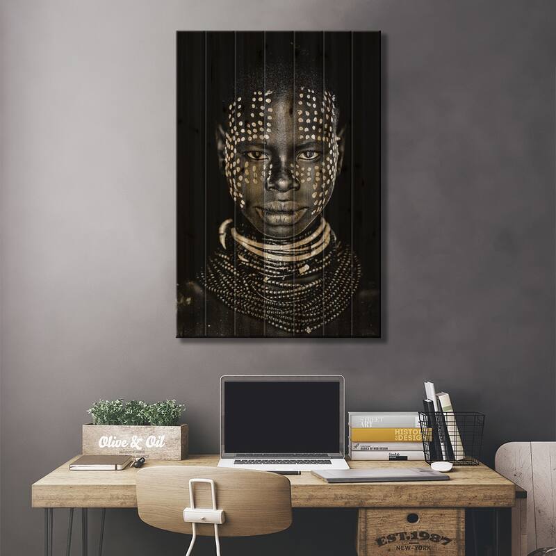 Karo Woman Print On Wood by Vedran Vidak - Multi-Color