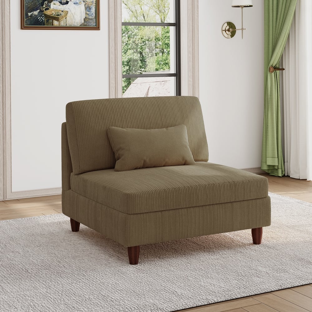 Corduroy Armless Chair Accent Chair Sofa
