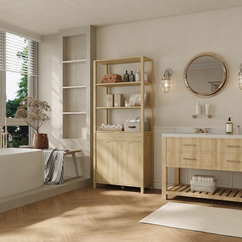 70.8" Tall Laundry Hampers, Bathroom Cabinet with Tilt-Out Baskets