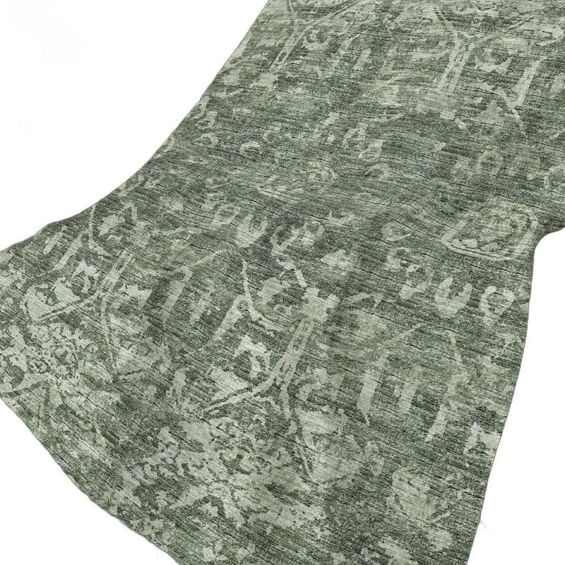 HomeRoots 50" X 70" Green And Gray Damask Polyester Woven Plush Throw Blanket