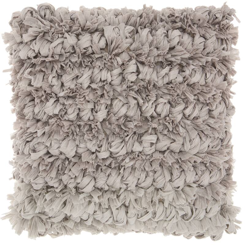 Mina Victory Paper Loop Shag Throw Pillow by Nourison - Grey