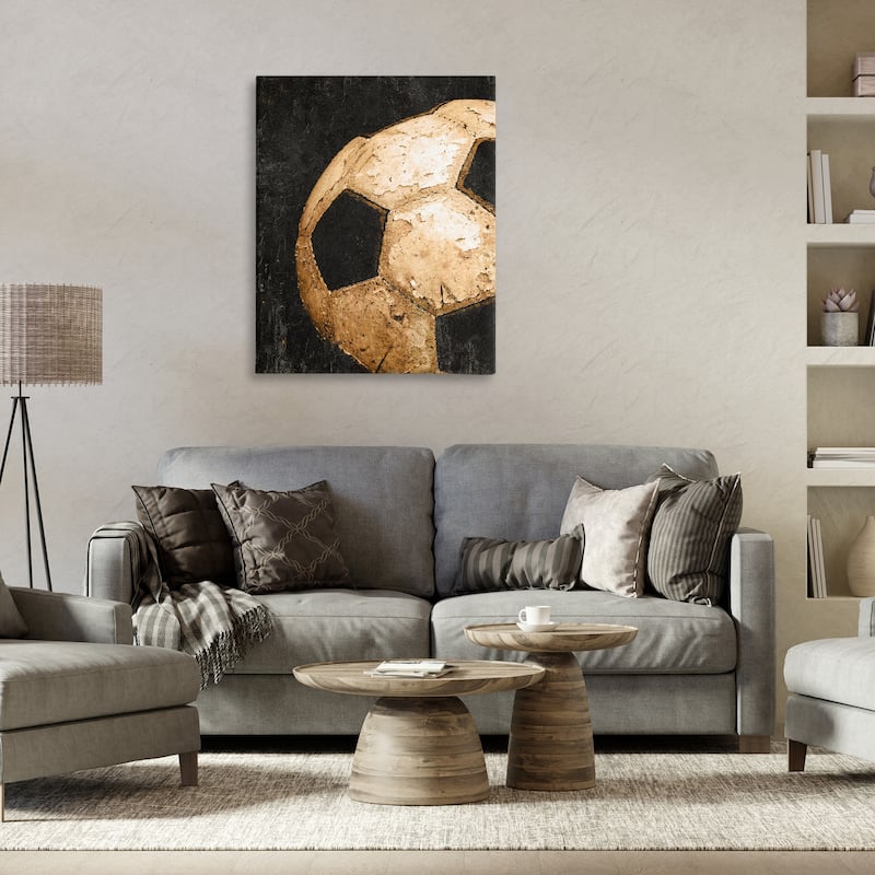 Stupell Vintage Soccer Ball Closeup Canvas Wall Art Design By Kim Allen