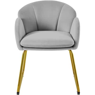 Yaheetech Flower Shape Velvet Armchair Accent Chair with Golden Metal Legs