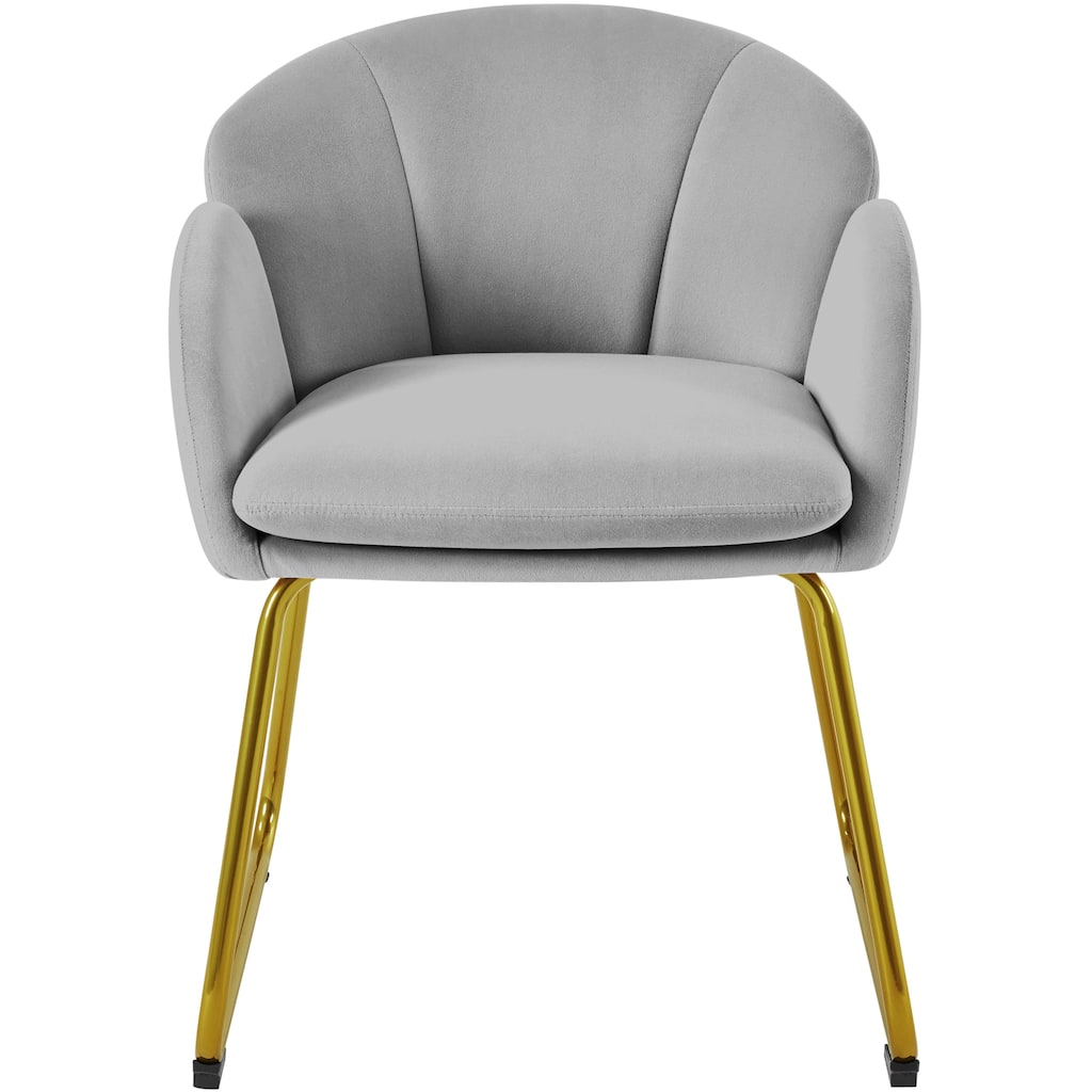 Yaheetech Flower Shape Velvet Armchair Accent Chair with Golden Metal Legs