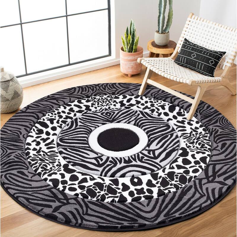 Orelsi Black/Grey Polyester Area Rug