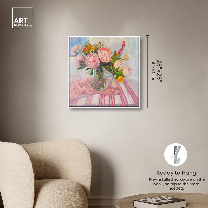 Pink Protea Pitcher Canvas by Art Remedy