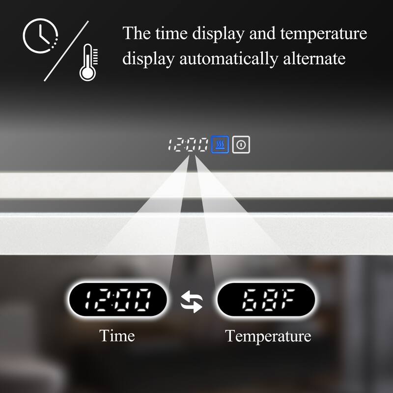 Arched Black Framed LED light Anti-fog 3 Colors Dimmable Wall Mirror - 27.6x23.6