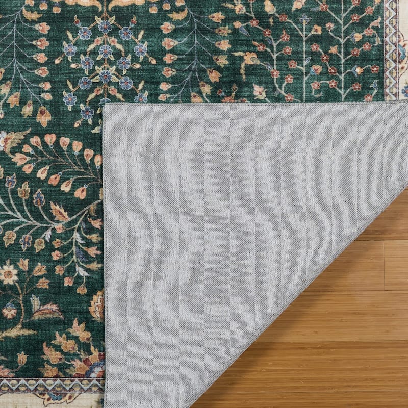 Licensed HGTV Everyday Chic Soft Flannel Zero Pile Printed Non-Slip Washable Indoor Area Rug