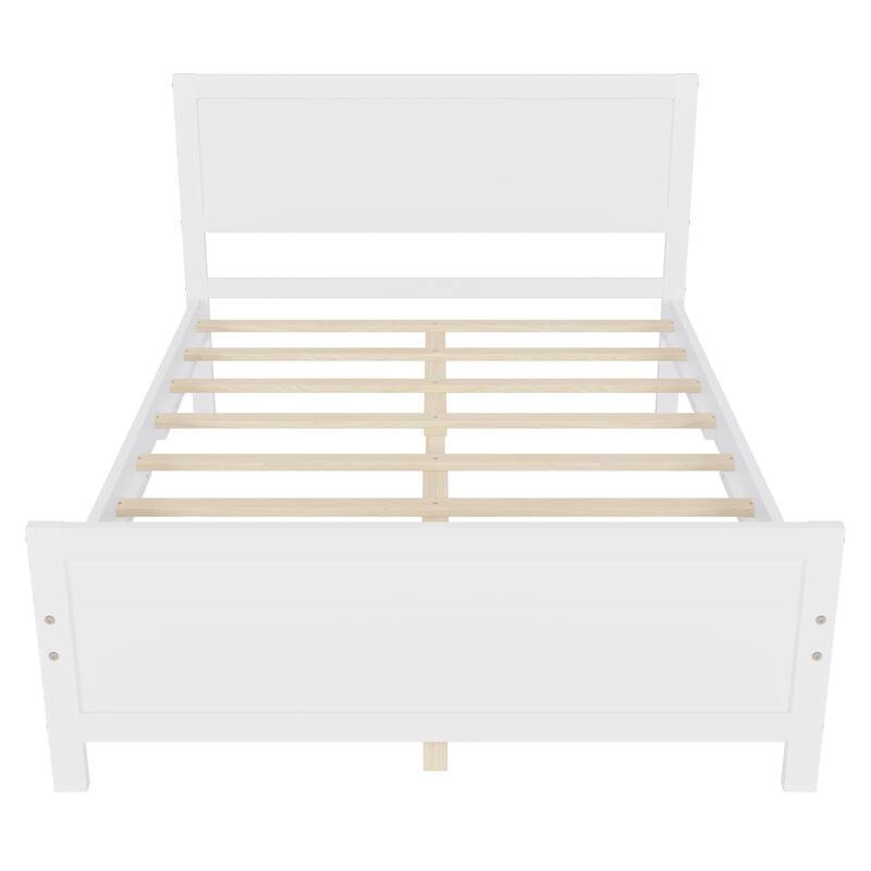 Wood Platform Bed Frame with Headboard and Wood Slat Support